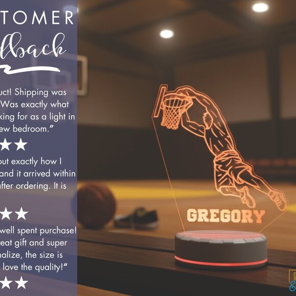 Personalized Basketball Night Light – Custom LED Lamp for Fans - Picture 7 of 8